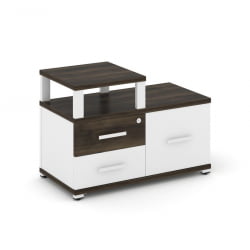 Тумба приставная сервисная с надставкой узкой CОНCЕПТ CН.ТСР-002 Б/В Дуб Мали Белый бриллиант Белый / CONCEPT CN.TSR-002 B/W