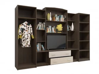 Стенка-горка в гостиную Макарена МДФ Венге Дуб