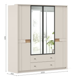 Шкаф четырехстворчатый с зеркальными дверями Нильс ЛД 423.060.000 Кашемир/Дуб Тортуга