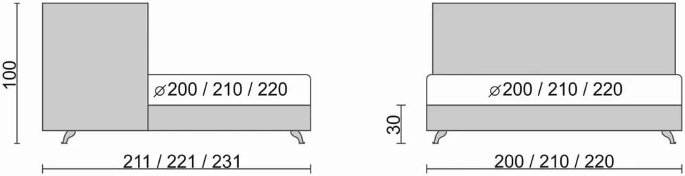 Круглая кровать Caprice 200x200 Красная ткань