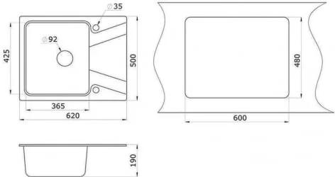 Кухонная мойка GRANULA 6201 Шварц