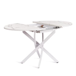 Стол MANZANA ЛДСП/HPL/металл, 100 х 100+30 х 75 см, Мрамор светлый/белый