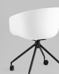 Кресло офисное LIBRA пластик белый экокожа черная на колесиках