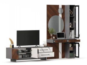 Набор мебели для гостиной Вилена №7 Серый/Орех/Монте белый