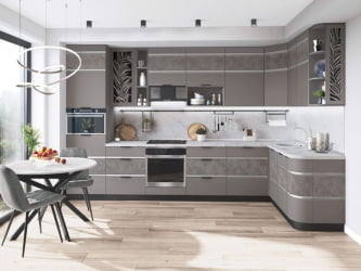 Кухонный гарнитур угловой Грейс 3 Оникс Кубанит