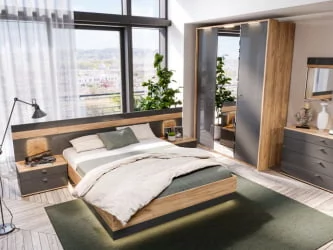 Кровать двуспальная 1600 Фиджи ЛД 659.071.000 Дуб Золотой Антрацит