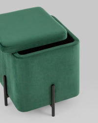Пуф Грейс квадрат с ящиком велюр Зеленый