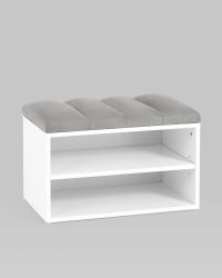 Обувница Хольст белая велюр Серый