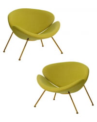 Кресло дизайнерское ДОБРИН ЕМИЛЙ (светло-зеленая ткань АФ3, золотое основание) 2 шт / DOBRIN EMILY AF3,