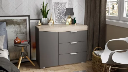 Комод тип 1 Дуб Сонома/Графит Серый