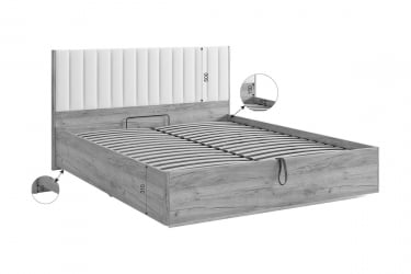 Кровать с подъемным механизмом 160х200 см Адам MSA-06 дуб крафт золотой/белоснежный (экокожа)