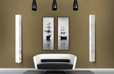 Настенный шкаф в белом глянцевом стекле Иглу Шелф Венге