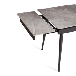 Стол обеденный Lord Grey/Лорд Грей столешница керамика (глянцевая) / опоры металл, серый/черный, (120+30+30)x80x75 см