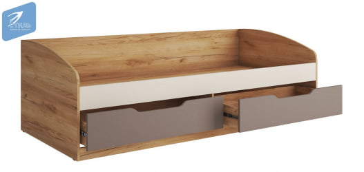 Кровать-тахта RICH КР-002 Миндаль/Глиняный серый/дуб крафт золотой