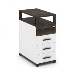 Тумба приставная с 4-мя ящиками и надставкой CОНCЕПТ CН.ТГО-003 Б/В Дуб Мали Белый бриллиант Черный / CONCEPT CN.TGO-003 B/W