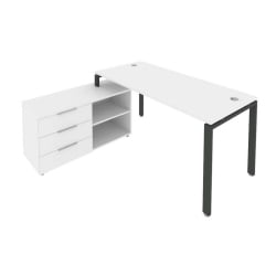 Рабочая станция на П-образном м/к с опорной тумбой левая Метал Сйстем Б.РС-СТС-2.4 Л Белый/Антрацит / Metal System