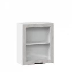 Шкаф кухонный 600 со стеклом Джамис ЛД 296.350.000.021 Белый Белый камень