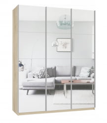 Шкаф-купе трехдверный Прайм 1800 Зеркало/Зеркало/Зеркало Дуб сонома