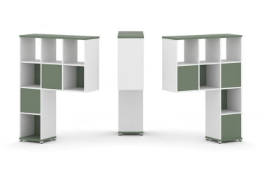 Надставка на стол высокая двухсторонняя + задняя стенка (5 шт.) CONCEPT CN.DNV-003 Кобо Белый бриллиант Белый металл