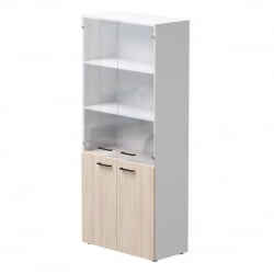 Шкаф комбинированный со стеклом Everprof EVO 254Н004 Дуб Соната Белый