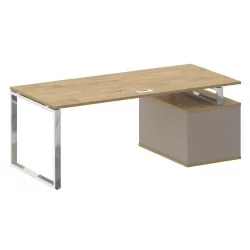 Стол руководителя с опорной тумбой , левый SHIFT SK.SRT-200 (L) Тиквуд Светлый/Капучино