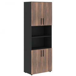 Шкаф с 2 комплектами глухих малых дверей VELION VENEER VRHCS 80.4 Американский орех Яшма черная