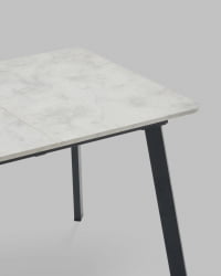 Стол Бату нев 120-160/80/76, столешница ЛМДФ, ароза светлая, подстолье металл черный / Batu new