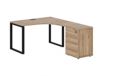 Стол эргономичный с тумбой правый EDIS EQCET 1318 R Дуб Денвер светлый Черный