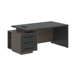 Стол руководителя левый VELION VCT 1890 L Яшма черный Дуб Сильвер