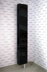 Распашной шкаф в гостиную в черном глянцевом стекле Лупо Шелф (левый) Беленый дуб