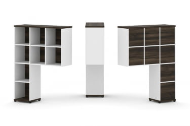 Надставка на стол высокая односторонняя + задняя стенка (8 шт.) CОНCЕПТ CН.ОНВ-001 Дуб Мали Белый бриллиант Черный металл / CONCEPT CN.ONV-001