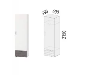 Шкаф для одежды со штангой (лев/прав) Денвер 400.01