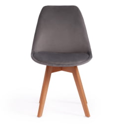 Стул TULIP SOFT (mod. 74) вельвет/дерево , 54 х 47 х 83 см , светло-серый (HLR19)/натуральный