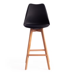 Стул барный TULIP BAR (mod. C1014H-1) пластик/дерево, 42 х 47,5 х 104 см, Black (Черный) 3010/ натуральный