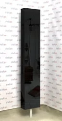 Распашной шкаф в гостиную в черном глянцевом стекле Зум Шелф Венге