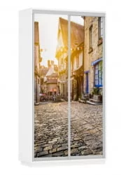 Шкаф-купе со стеклом Экспресс Дуо 1200х2400h Улица/Белый снег