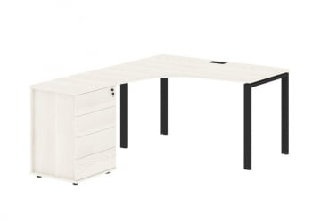 Стол эргономичный с тумбой левый EDIS EUCET 1318 L Ясень Траун Черный