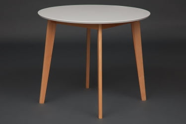 Стол обеденный BOSCO (Боско) основание бук, столешница мдф, D900, Белый+Натуральный ( Бук)