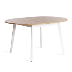 Раздвижной овальный стол SVELTO ЛДСП, опора-массив березы, 105 х 105 (140) х 74.5 см, Дуб Вотан/белый