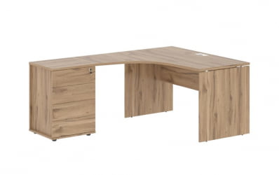 Стол эргономичный с тумбой левый EDIS EDCET 1318 L Дуб Денвер светлый Белый