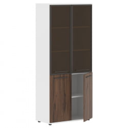Шкаф комбинированный  с дверьми в металлической раме ЕДИС ЕХCС 85.7 Дуб Денвер темный Мокко Белый / EDIS EHCS