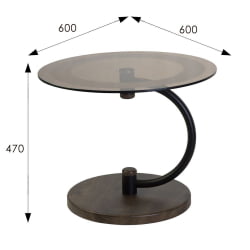 Стол журнальный Дуэт 13Н Черный, дуб маррон / стекло тонированное