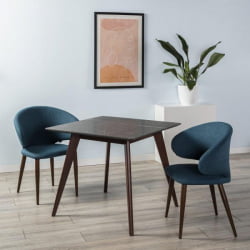 Стол Лунд 860*860 мрамор Графит /темный орех