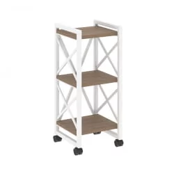 Стеллаж на колесных опорах - 3 полки ЛОФТ  ВР.Л-МСТ.К-3.4 Металл белый Дуб Аризона / LOFT VR.L-MST.K-3.4