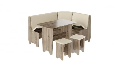 Кухонный уголок Техас Исп.1 Дуб Сонома трюфель/Экокожа бежевая