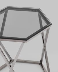 Журнальный столик Круз 48*42 стекло smoke сталь Темный хром