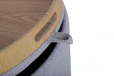 Пуф-столик с ящиком Хюгге L рогожка Серый