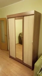 Шкаф с зеркалом Басса ШКК 551 (ясень шимо темный/светлый)