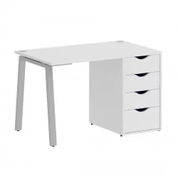 Стол письменный ХОМЕ ОФФИCЕ ВР.СП-3-118.4.А Белый/Серый металл / HOME OFFICE VR.SP-3-118.4.A