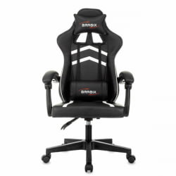 Кресло компьютерное BRABIX Shooter GM-123, 2 подушки, экокожа, черное/белое